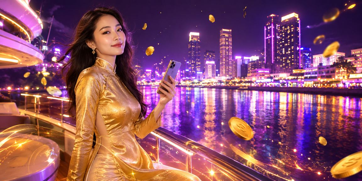 Người chơi nhận hoàn tiền cashback bonus tại Vũng Tàu trong trang phục áo dài